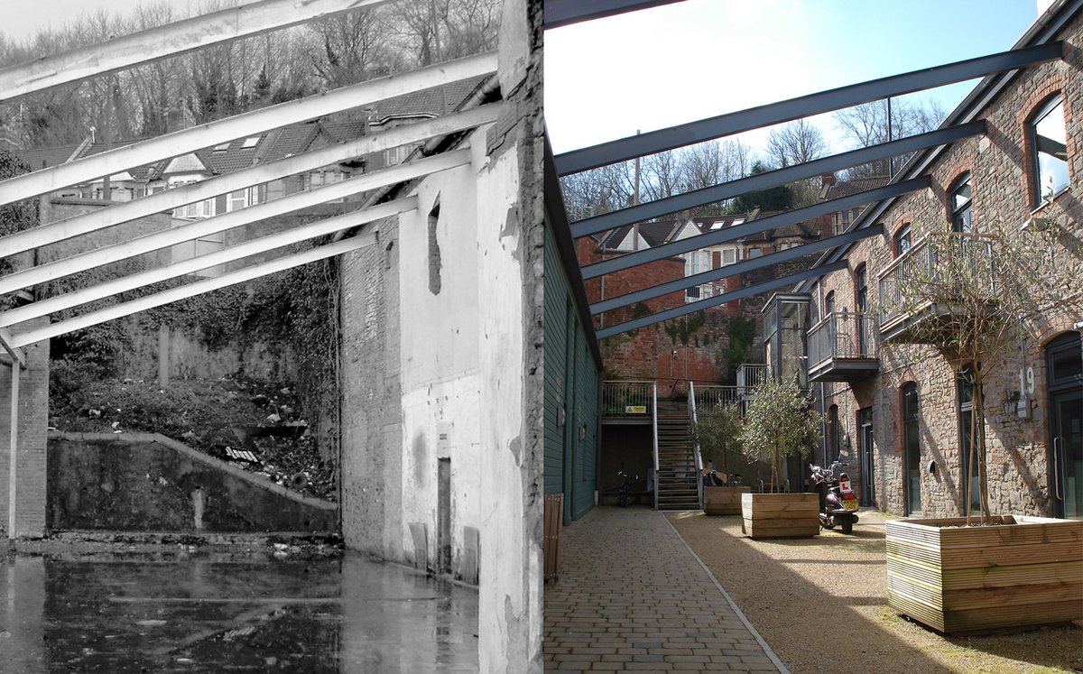 Before and after of Hardings Row