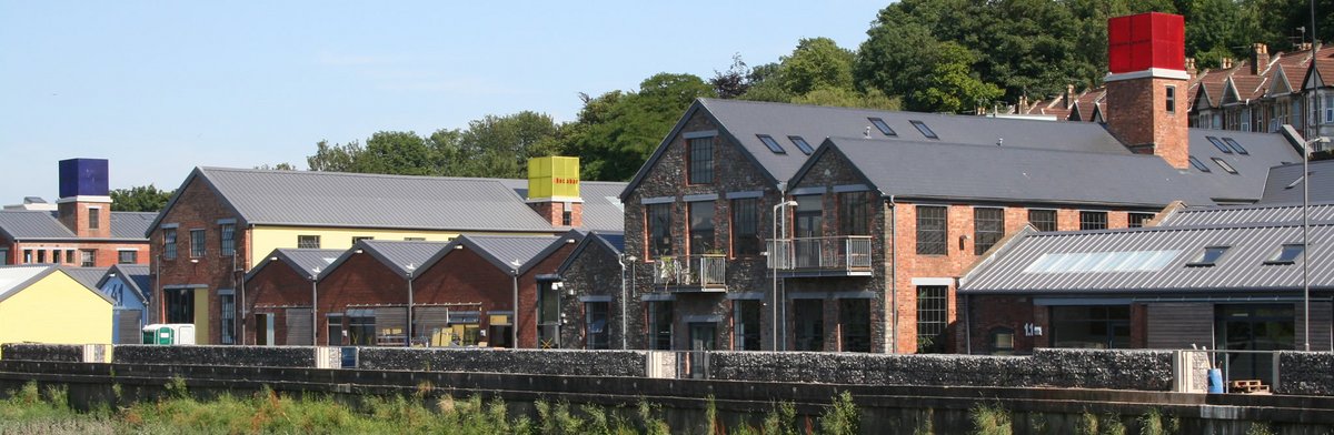 View over the river towards