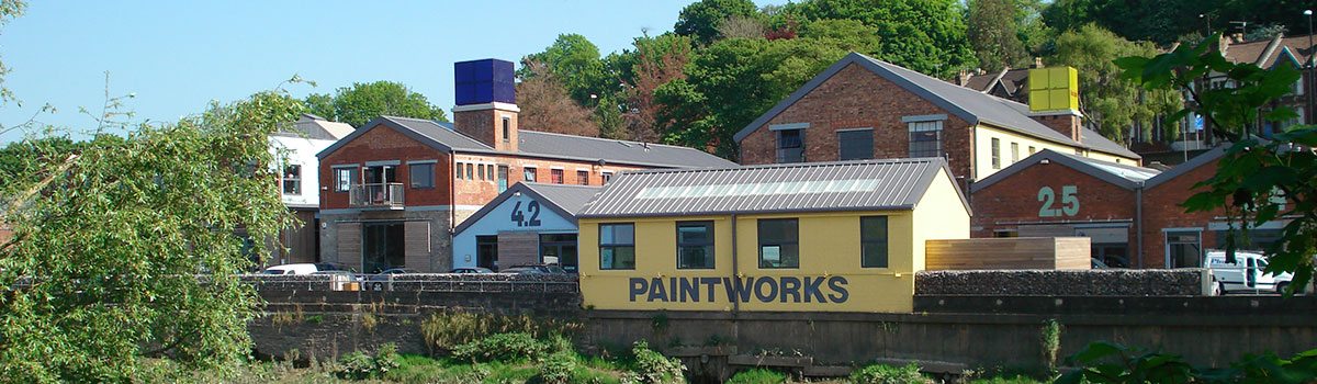 View towards Paintworks from over the river